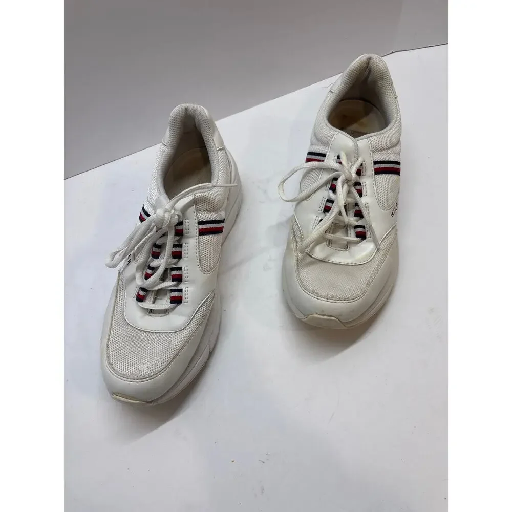 Tommy Hilfiger Women’s Sneakers Size 8.5 White Navy Red Athletic Walking Shoes